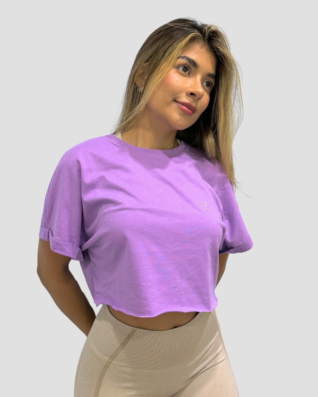 Camiseta Básica Corta Lila - Mozzaar Camiseta Básica Corta Lila