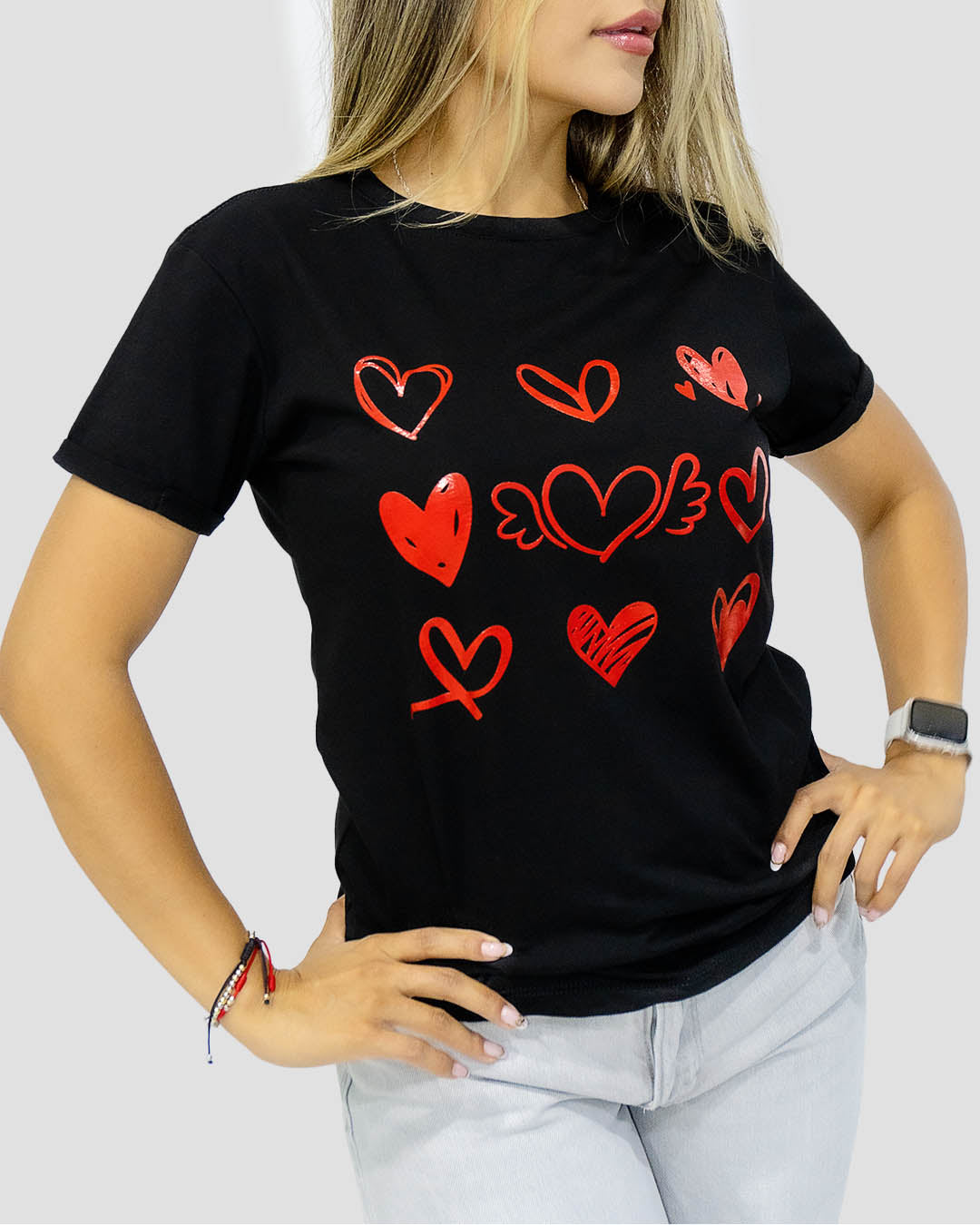 Camiseta RegularFit Corazones Rojos - Mozzaar Camiseta RegularFit Corazones Rojos