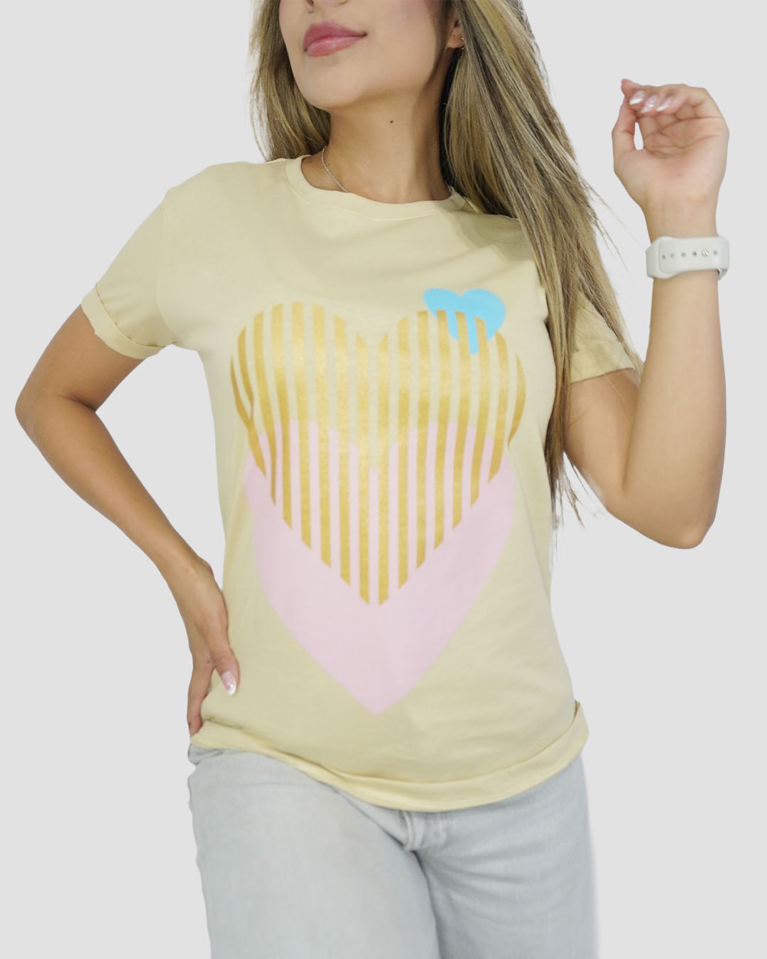 Camiseta RegularFit Corazon rayas