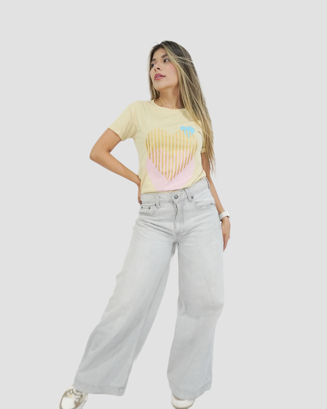 Camiseta RegularFit Corazon rayas