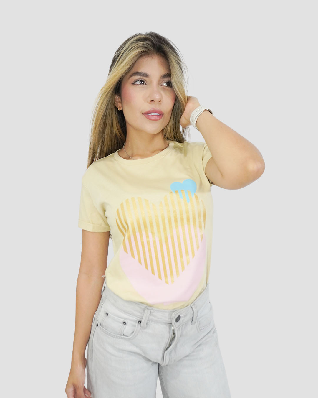 Camiseta RegularFit Corazon rayas